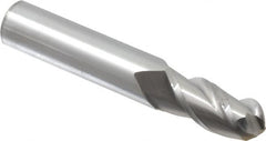 Accupro - 15/32" Diam, 1" LOC, 3 Flute Solid Carbide Ball End Mill - Uncoated, Single End, 3" OAL, 1/2" Shank Diam, Spiral Flute - Makers Industrial Supply