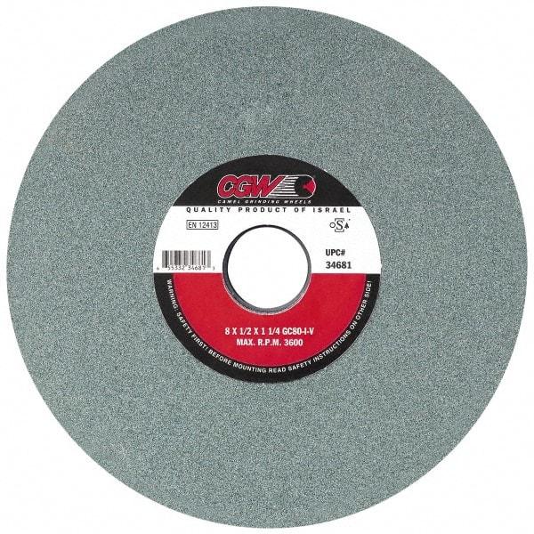 Camel Grinding Wheels - 7" Diam x 1-1/4" Hole x 3/4" Thick, I Hardness, 100 Grit Surface Grinding Wheel - Silicon Carbide, Type 5, Fine Grade, 3,760 Max RPM, Vitrified Bond, One-Side Recess - Makers Industrial Supply