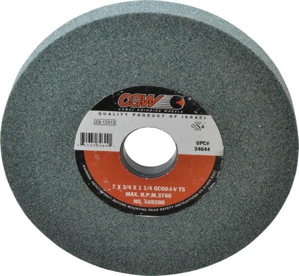 Camel Grinding Wheels - 7" Diam x 1-1/4" Hole x 3/4" Thick, I Hardness, 60 Grit Surface Grinding Wheel - Silicon Carbide, Type 5, Medium Grade, 3,760 Max RPM, Vitrified Bond, One-Side Recess - Makers Industrial Supply