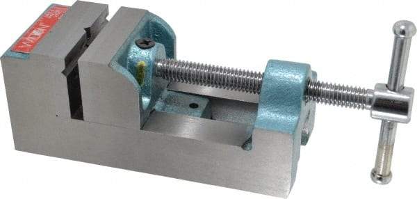 Wilton - 2-9/16" Jaw Opening Capacity x 1-1/2" Throat Depth, Horizontal Drill Press Vise - 2-1/2" Wide Jaw, Stationary Base, Standard Speed, 8-13/64" OAL x 3-3/4" Overall Height, Cast Iron - Makers Industrial Supply