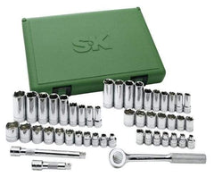 SK - 47 Piece 3/8" Drive Deep Well Socket Set - 6 Points, 1/4" to 7/8" (6mm to 19mm) Range, Inch/Metric Measurement Standard - Makers Industrial Supply