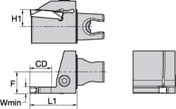 Kennametal - A4..05.. Insert, 35mm Head Length, 5mm Min Groove Width, Modular Grooving Cutting Unit Head - Right Hand Cut, System Size KM25, Series A4 - Makers Industrial Supply