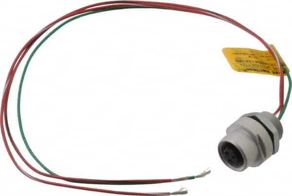 Brad Harrison - 4 Amp, 1/2-20 UNF Female Straight Receptacle - 250 VAC/VDC, 0.31m Cable Length, IP67 Ingress Rating - Makers Industrial Supply