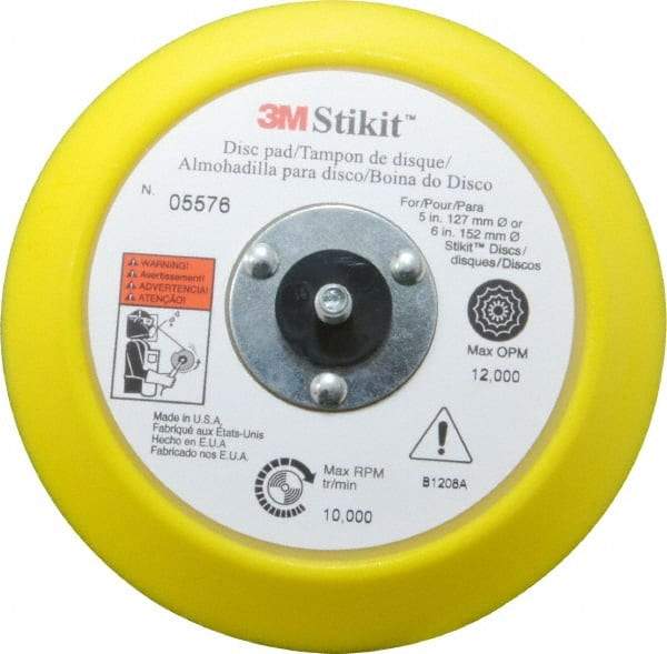 3M - 6" Diam Adhesive/PSA Disc Backing Pad - 3/4" Shank Diam, Medium Density, 10,000 RPM - Makers Industrial Supply