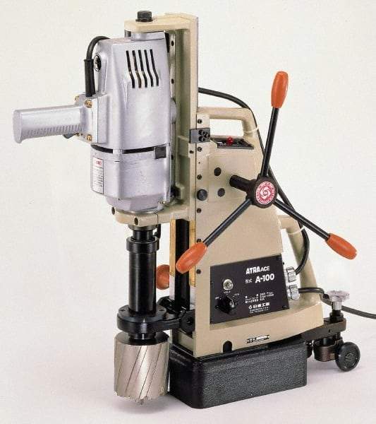 Nitto Kohki - 1-1/4" Chuck, 3" Travel, Portable Magnetic Drill Press - 330 RPM, 7.4 Amps, 2.5 hp, 1600 Watts, 230 Volts - Makers Industrial Supply