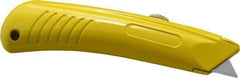 PHC - Retractable Utility Knife - 1" Blade, Yellow Zinc Handle, 1 Blade Included - Makers Industrial Supply