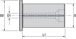 Kennametal - 1/2" ID x 1-1/4" OD, 1.417" Head Diam, Slotted Hydraulic Chuck Sleeve - Steel, 2.362" Length Under Head, Through Coolant - Exact Industrial Supply