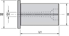 Kennametal - 1/2" ID x 1-1/4" OD, 1.417" Head Diam, Slotted Hydraulic Chuck Sleeve - Steel, 2.362" Length Under Head, Through Coolant - Exact Industrial Supply