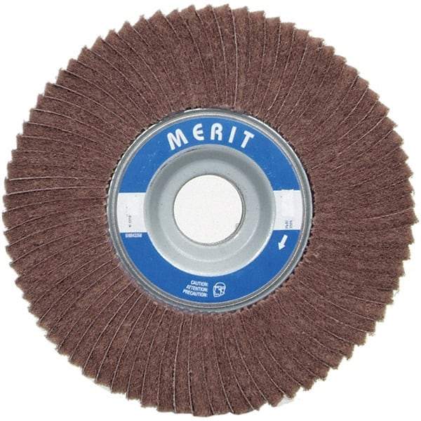 Merit Abrasives - 6" Diam, 60 Grit Ceramic Interleaf Flap Wheel - 1" Hole, 1" Wide, Coated, Medium Grade, 6,000 Max RPM , Cloth Backing - Makers Industrial Supply