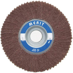 Merit Abrasives - 6" Diam, 60 Grit Ceramic Interleaf Flap Wheel - 1" Hole, 1" Wide, Coated, Medium Grade, 6,000 Max RPM , Cloth Backing - Makers Industrial Supply