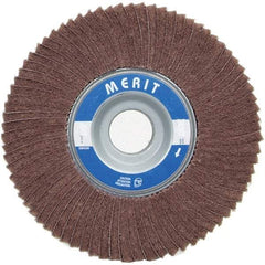 Merit Abrasives - 6" Diam, 180 Grit Ceramic Interleaf Flap Wheel - 1" Hole, 1" Wide, Coated, Very Fine Grade, 6,000 Max RPM , Cloth Backing - Makers Industrial Supply