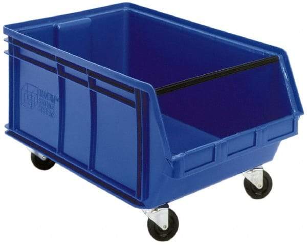 Quantum Storage - 300 Lb. Load Capacity, 29" Deep, Blue Polyethylene Hopper Stacking Bin - 14-7/8" High x 18-3/8" Wide x 29" Long - Makers Industrial Supply