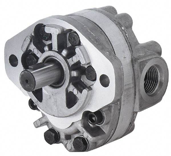 Parker - 7.3 GPM, 1-1/6-12 UNF-2B SAE Inlet Size, 2,500 RPM, 3/4" Shaft Diam, SAE A Mount, Hydraulic Gear Pump - 7.34 GPM at 1,800 RPM, 14.68 GPM at 3,600 RPM, 2,500 psi Max Working Pressure, 1-1/16-12 SAE Port Size - Makers Industrial Supply