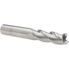 Accupro - 3/4", 2-1/4" LOC, 3/4" Shank Diam, 5" OAL, 3 Flute, Solid Carbide Square End Mill - Single End, Uncoated, Spiral Flute, 40° Helix, Centercutting, Right Hand Cut, Right Hand Flute - Makers Industrial Supply