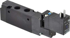 Parker - 1/8", 4-Way Body Ported Stacking Solenoid Valve - 24 VDC, 0.75 CV Rate, Air Return, 2.14" High x 4.67" Long - Makers Industrial Supply