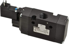 Parker - 3/8", 3-Way Body Ported Stacking Solenoid Valve - 24 VDC, 1.4 CV Rate, Air Return, 2.4" High x 5.29" Long - Makers Industrial Supply