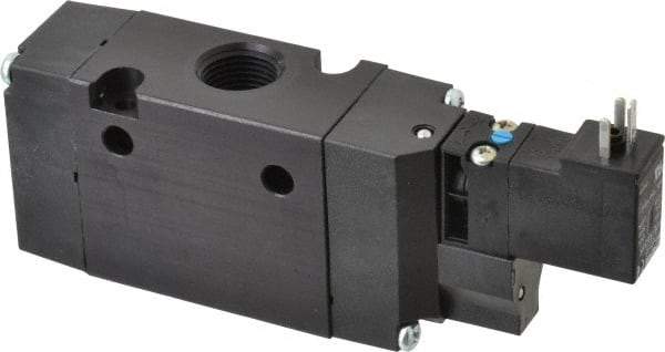 Parker - 3/8", 3-Way Body Ported Stacking Solenoid Valve - 120 VAC, 1.4 CV Rate, Air Return, 2.4" High x 5.29" Long - Makers Industrial Supply