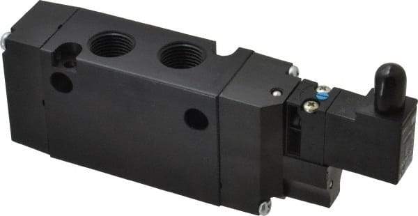 Parker - 3/8", 4-Way Body Ported Stacking Solenoid Valve - 24 VDC, 1.4 CV Rate, 2.4" High x 5.78" Long - Makers Industrial Supply