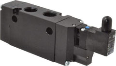 Parker - 3/8", 4-Way Body Ported Stacking Solenoid Valve - 120 VAC, 1.4 CV Rate, Air Return, 2.4" High x 5.78" Long - Makers Industrial Supply