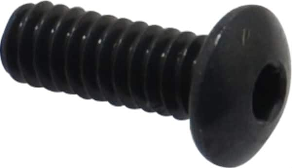 Camcar - #2-56 UNC Hex Socket Drive, Button Screw - Alloy Steel, Black Oxide Finish, Fully Threaded, 1/4" Length Under Head - Makers Industrial Supply