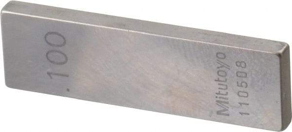 Mitutoyo - 0.1" Rectangular Steel Gage Block - Accuracy Grade 0, Includes Certificate of Inspection - Makers Industrial Supply