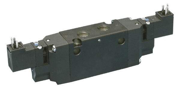 Parker - 4-Way Body Ported Stacking Solenoid Valve - 24 VDC, 1.4 CV Rate, 7.51" Long - Makers Industrial Supply