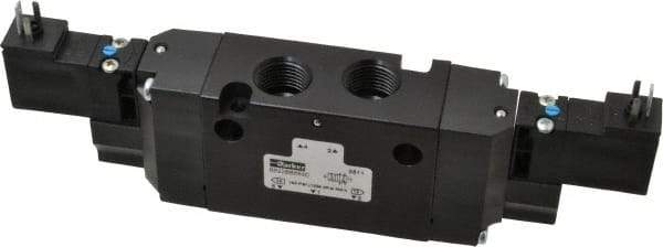 Parker - 4-Way Body Ported Stacking Solenoid Valve - 120 VAC, 1.4 CV Rate, 7.51" Long - Makers Industrial Supply