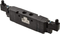 Parker - 3/8", 4-Way Body Ported Stacking Solenoid Valve - 24 VDC, 2.1 CV Rate, 9.35" Long - Makers Industrial Supply