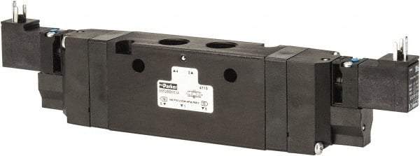 Parker - 4-Way Body Ported Stacking Solenoid Valve - 120 VAC, 2.1 CV Rate, 9.35" Long - Makers Industrial Supply