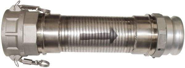 Kuriyama of America - 240" OAL, 3" ID, Flexible Metal Hose Assembly - 3" Fitting, Part A Adapter x Part D Coupler End Connections, Aluminum Fitting, 304 Stainless Steel Hose - Makers Industrial Supply