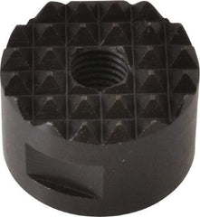 Fairlane - 1/4-28 Thread, 3/4" Diam, 1/2" High, Threaded, Fine Tooth Grade Diamond Serration Tooth Pattern, High Speed Steel, Round Positioning Gripper - 3/16" Flat Width, Black Oxide Coated - Makers Industrial Supply