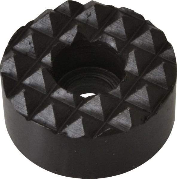 Fairlane - 1" Diam, 1/2" High, 1/4 C Bore SHCS, Counterbored, Coarse Tooth Grade Diamond Serration Tooth Pattern, High Speed Steel, Round Positioning Gripper - Black Oxide Coated - Makers Industrial Supply