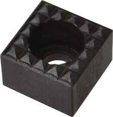 Fairlane - 1/2" Square, 3/8" High, #10 C Bore SHCS Size, Extra Fine Tooth Grade, Diamond Serration, High Speed Steel, Square Positioning Gripper - 0.03 x 45A° Chamfer, 1/4" Counterbore Depth, Black Oxide Finish - Makers Industrial Supply