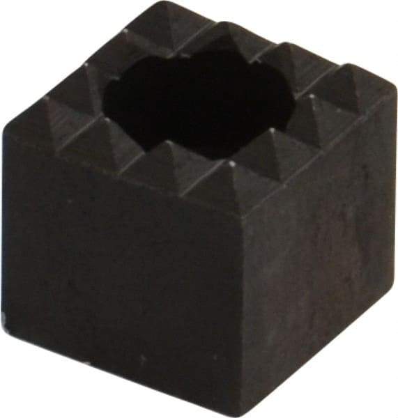 Fairlane - 1/2" Square, 1/2" High, #10 C Bore SHCS Size, Fine Tooth Grade, Diamond Serration, High Speed Steel, Square Positioning Gripper - 0.03 x 45A° Chamfer, 1/4" Counterbore Depth, Black Oxide Finish - Makers Industrial Supply