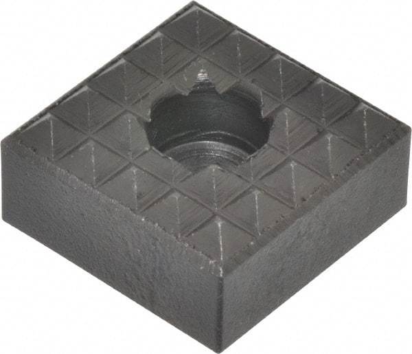 Fairlane - 1" Square, 1/2" High, 1/4 C Bore SHCS Size, Coarse Tooth Grade, Diamond Serration, High Speed Steel, Square Positioning Gripper - 0.03 x 45A° Chamfer, 5/16" Counterbore Depth, Black Oxide Finish - Makers Industrial Supply