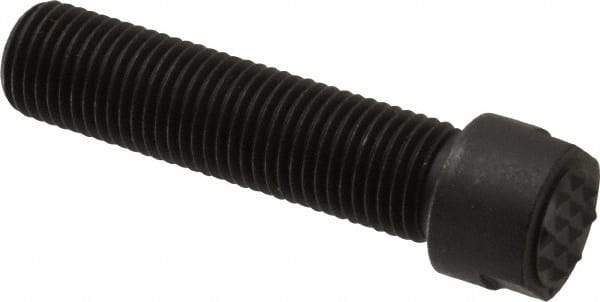 Fairlane - Serrated Tooth, 3/8-24, 1/8" Internal Hex, 1-1/2" Shank Length, 1-1/2" Thread Length, Black Oxide Finish, Round Head, Adjustable Positioning Gripper - 3/8" Pad Diam, 1/2" Hex, 0.15" Head Height, Extra Fine Tooth Grade - Makers Industrial Supply