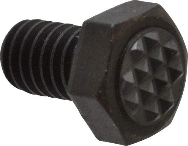 Fairlane - Serrated Tooth, 5/16-18, 1/2" Shank Length, 1/2" Thread Length, Black Oxide Finish, Hex Head, Adjustable Positioning Gripper - 3/8" Pad Diam, 1/2" Hex, 1/4" Head Height, Extra Fine Tooth Grade - Makers Industrial Supply