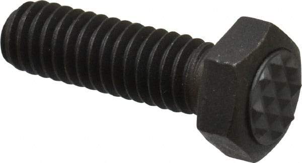 Fairlane - Serrated Tooth, 5/16-18, 1" Shank Length, 1" Thread Length, Black Oxide Finish, Hex Head, Adjustable Positioning Gripper - 3/8" Pad Diam, 1/2" Hex, 1/4" Head Height, Extra Fine Tooth Grade - Makers Industrial Supply