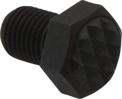 Fairlane - Serrated Tooth, 3/8-24, 1/2" Shank Length, 1/2" Thread Length, Black Oxide Finish, Hex Head, Adjustable Positioning Gripper - 1/2" Pad Diam, 9/16" Hex, 9/32" Head Height, Fine Tooth Grade - Makers Industrial Supply