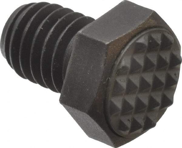 Fairlane - Serrated Tooth, 3/8-16, 1/2" Shank Length, 1/2" Thread Length, Black Oxide Finish, Hex Head, Adjustable Positioning Gripper - 1/2" Pad Diam, 9/16" Hex, 9/32" Head Height, Extra Fine Tooth Grade - Makers Industrial Supply