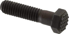 Fairlane - Serrated Tooth, 3/8-16, 1-1/2" Shank Length, 1-1/8" Thread Length, Black Oxide Finish, Hex Head, Adjustable Positioning Gripper - 1/2" Pad Diam, 9/16" Hex, 9/32" Head Height, Extra Fine Tooth Grade - Makers Industrial Supply