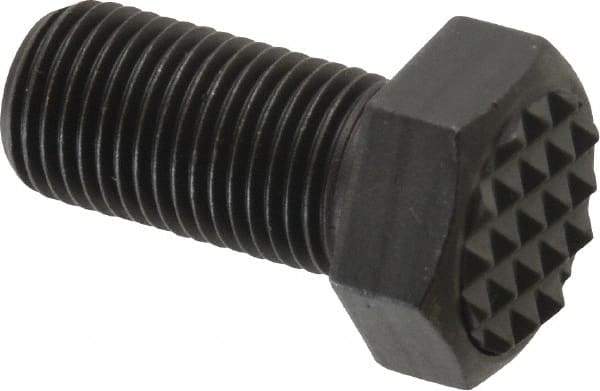 Fairlane - Serrated Tooth, 1/2-20, 1" Shank Length, 1" Thread Length, Black Oxide Finish, Hex Head, Adjustable Positioning Gripper - 5/8" Pad Diam, 3/4" Hex, 23/64" Head Height, Fine Tooth Grade - Makers Industrial Supply