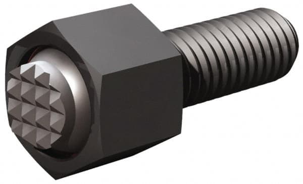 Fairlane - 5/16-24, 1-1/2" Thread Length, 5/16" Ball Diam, Serrated Ball Pad Surface, Alloy Steel, Black Oxide, Hex Head, Swivel Action Gripper Assemblies - 7/16" Head Height, 1/2" Hex, 5/16" Contact Diam, High Speed Steel Ball - Makers Industrial Supply