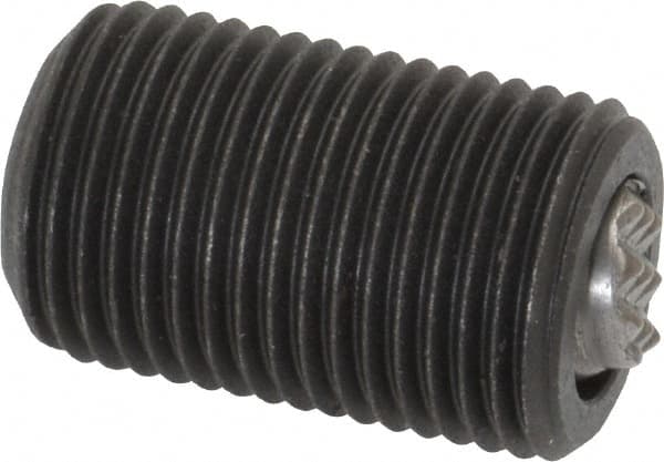 Fairlane - 5/8-18, 1" Thread Length, 3/8" Ball Diam, Serrated Ball Pad Surface, Alloy Steel, Black Oxide, Threaded, Swivel Action Gripper Assemblies - 5/16" Contact Diam, High Speed Steel Ball - Makers Industrial Supply