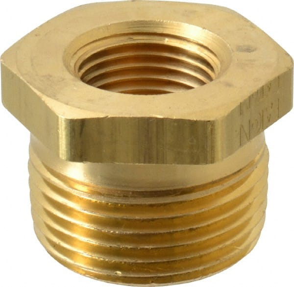 Industrial Pipe Bushing: 3/8″ Female Thread, 3/4″ Male Thread, MNPTF x FNPTF 1,200 Max psi