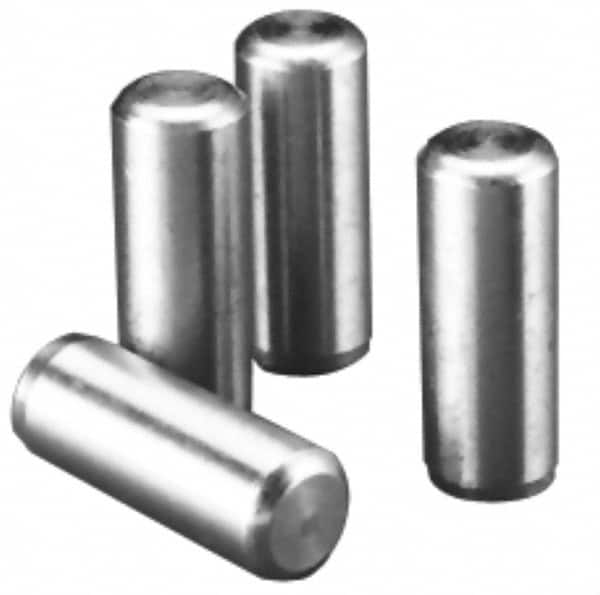 Value Collection - 1/8" Diam x 1-1/4" Pin Length Alloy Steel Oversized Dowel Pin - C 50-58 Hardness, 3,200 Lb Breaking Strength, 1 Beveled & 1 Rounded End - Makers Industrial Supply