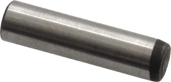 Value Collection - 3/16" Diam x 3/4" Pin Length Alloy Steel Oversized Dowel Pin - C 50-58 Hardness, 7,200 Lb Breaking Strength, 1 Beveled & 1 Rounded End - Makers Industrial Supply