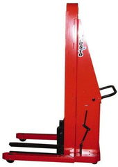 Presto Lifts - 2,000 Lb Capacity, 62" Lift Height, Battery Operated Straddle Stacker - 2-1/2" Lowered Height, 20" Load Center, 30" Fork Length, 32" Overall Width - Makers Industrial Supply