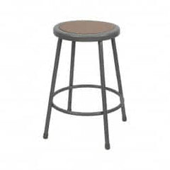 NPS - 24 Inch High, Stationary Fixed Height Stool - Hardboard Seat, Gray and Brown - Makers Industrial Supply