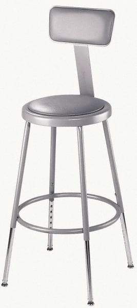 NPS - 24 to 32" High, Adjustable Height Stool - Vinyl Seat, Gray - Makers Industrial Supply